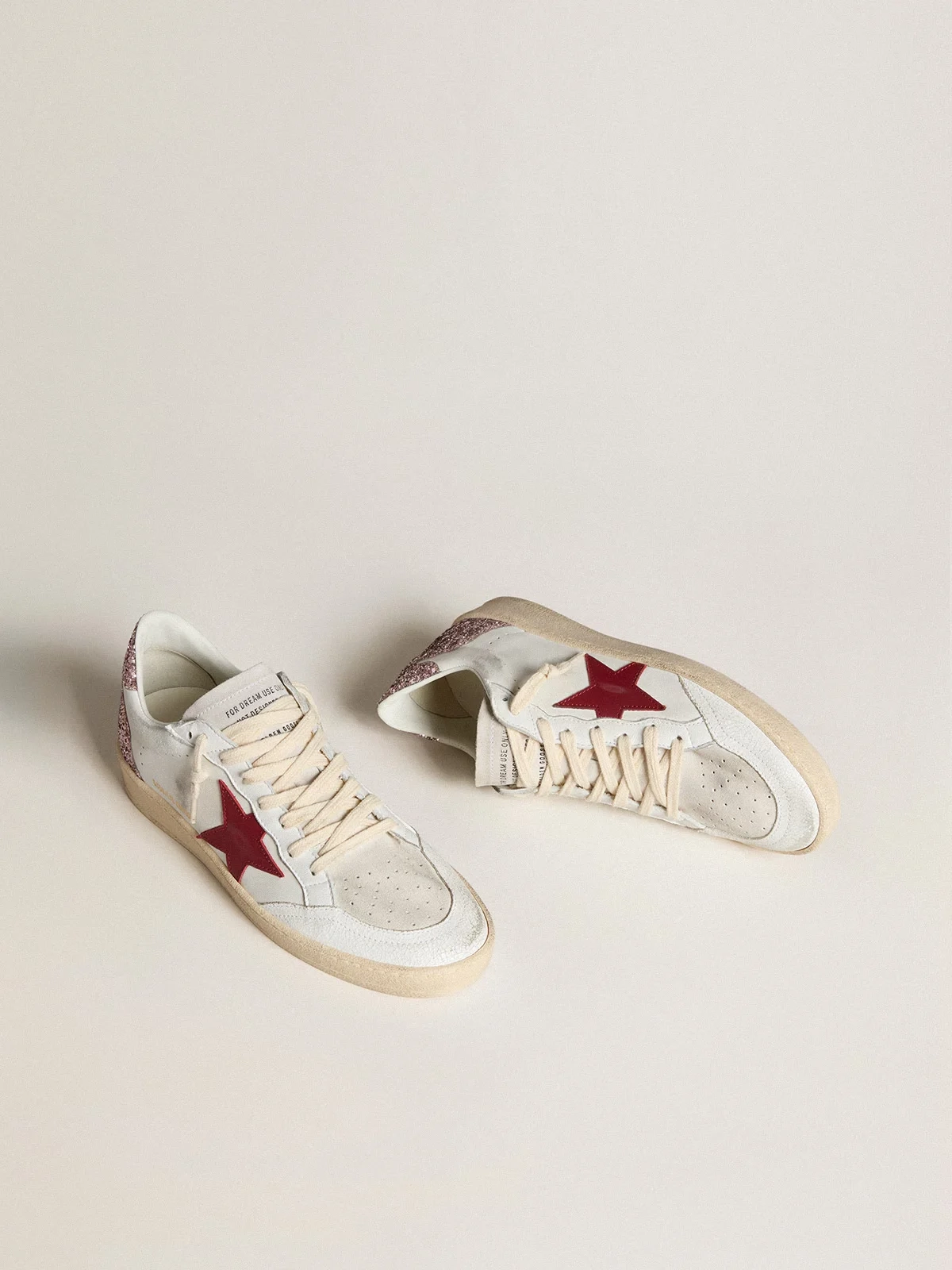 Womens Ball Star LTD with red leather star and pink glitter heel tab
