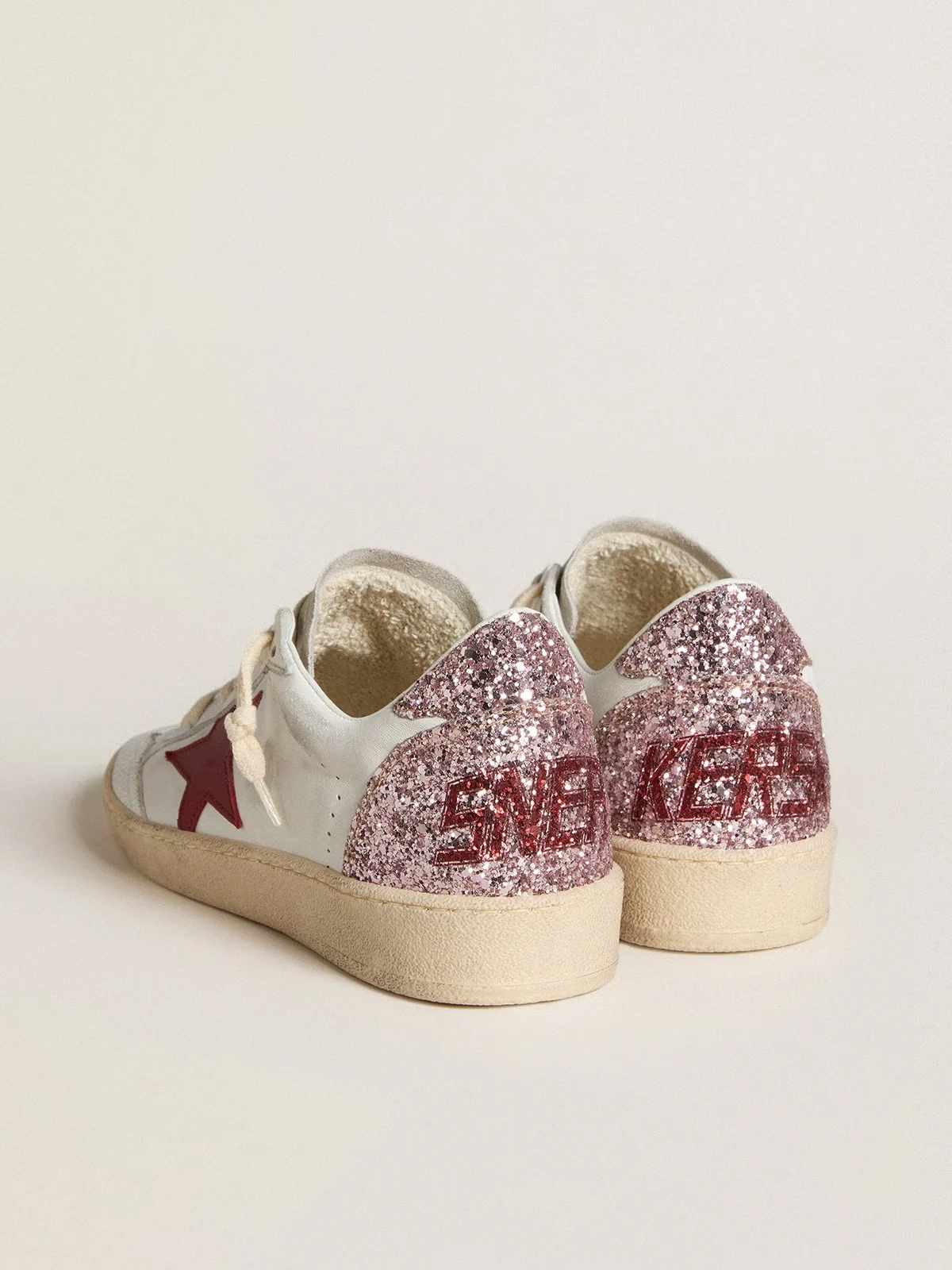 Womens Ball Star LTD with red leather star and pink glitter heel tab