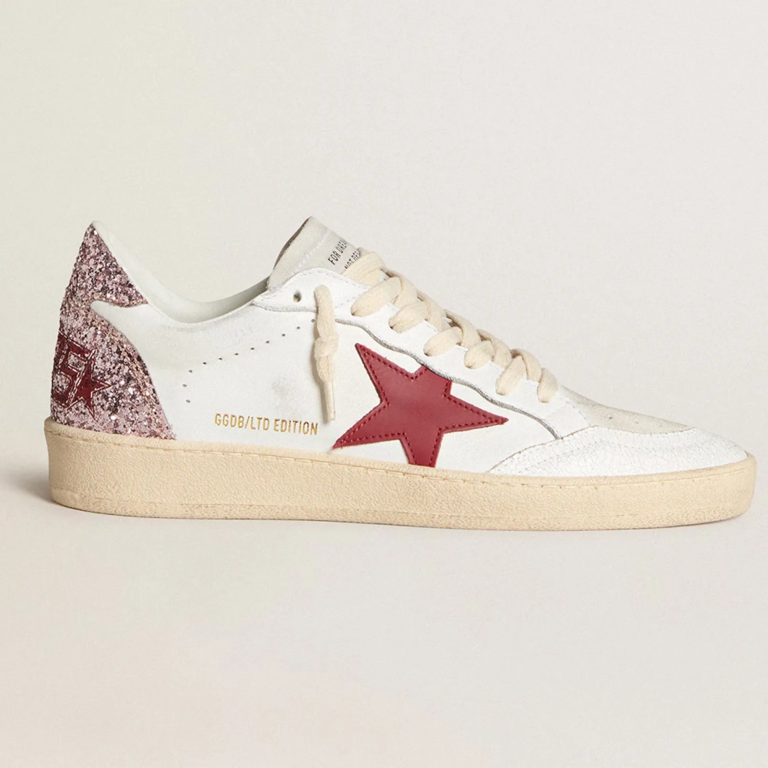 Womens Ball Star LTD with red leather star and pink glitter heel tab
